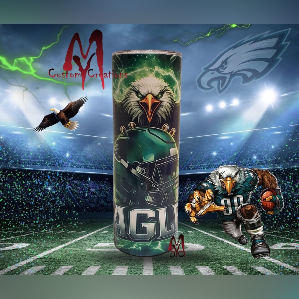 Philadelphia Eagles Theme Custom Skinny Tumbler 20oz Stainless Steel